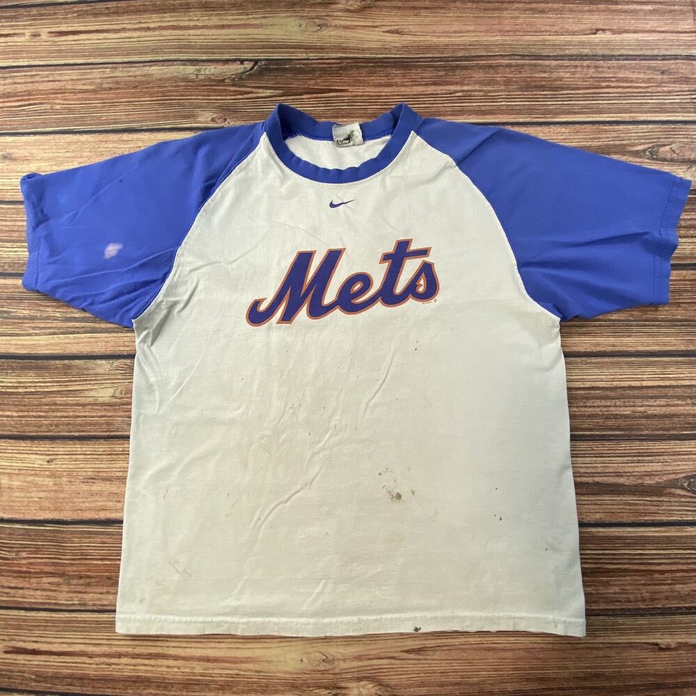Vtg Mets Nike Blue and White Baseball Sleeve Size Small MLB Baseball